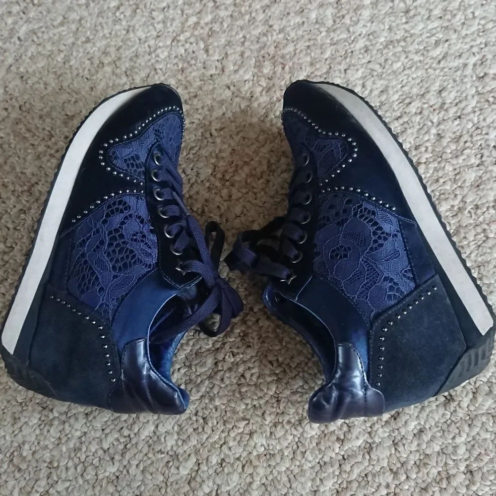 ASH blush Navy Blue Lace Sneakers size 37